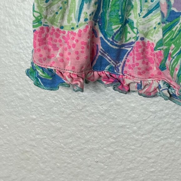 Lilly Pulitzer PJ Knit Ruffle Hem Tank Top Multi Swizzle In Blue Pink Size XXS - Picture 3 of 7